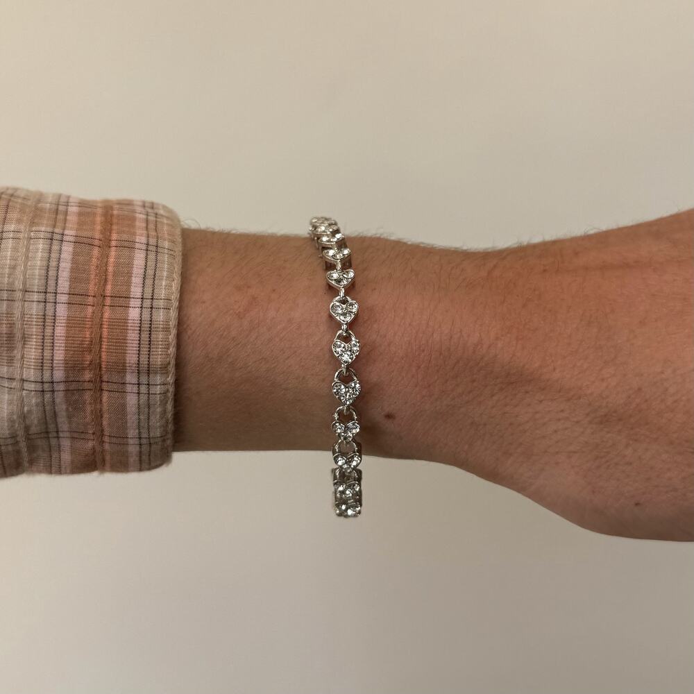 y2k essential silver jewel heart chain bracelet - Picture 4 of 7
